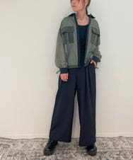 ZMJAE63145 al'aise modulation(アレーズモジュレーション) レースジョイントブルゾンシャツ カーキ