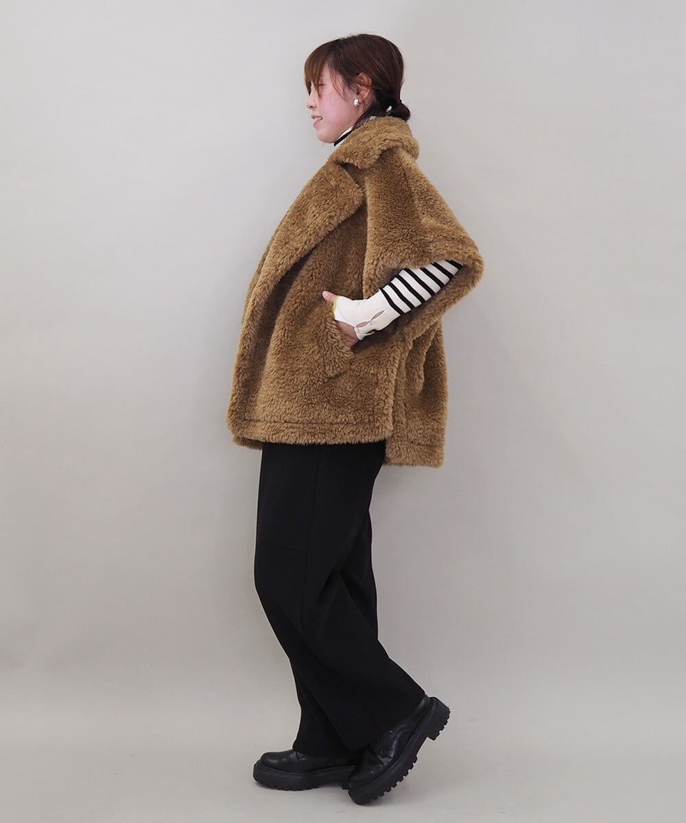 ZMJAE64280 al'aise modulation(アレーズモジュレーション) ファーケープジャケット ベージュ