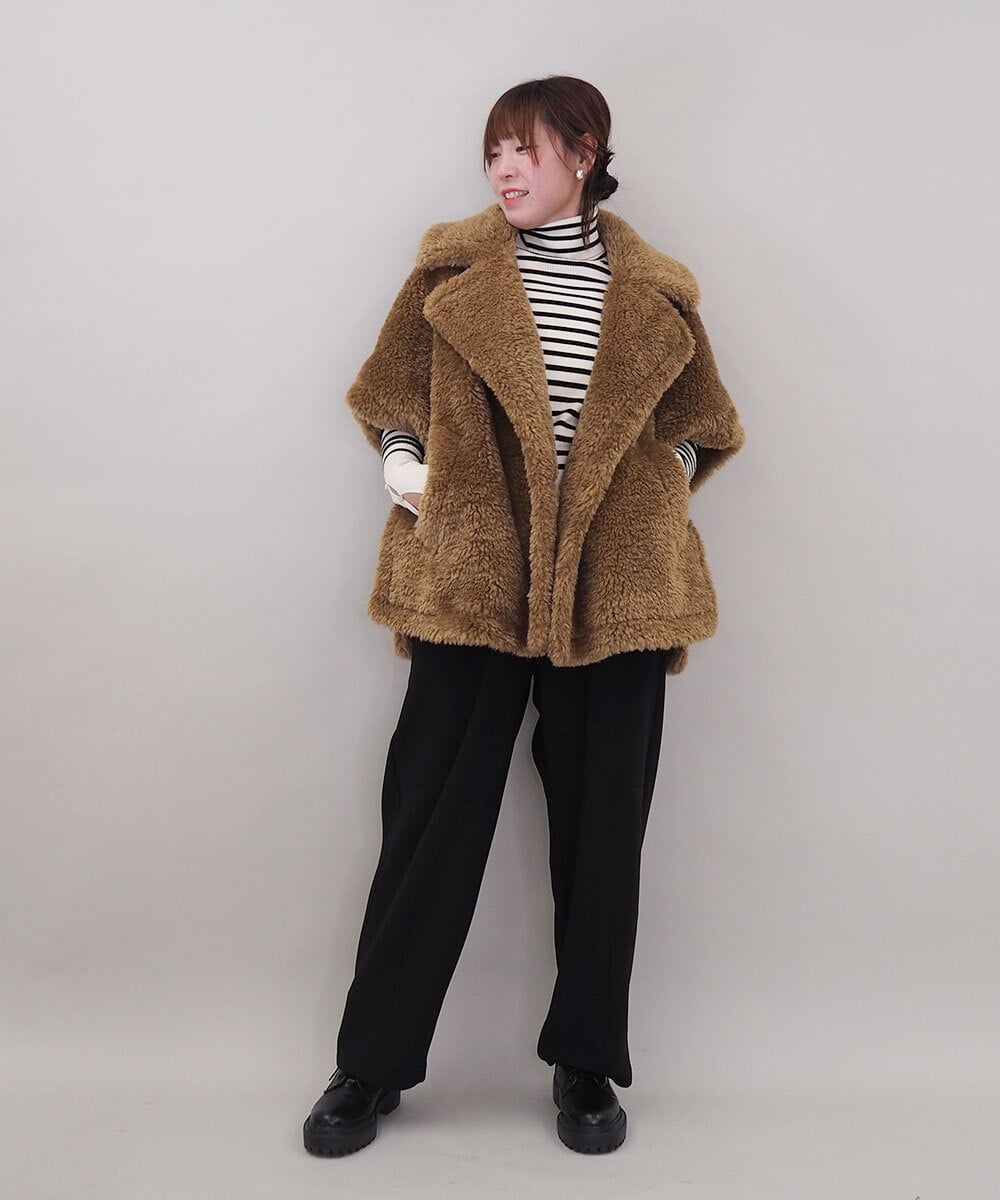 ZMJAE64280 al'aise modulation(アレーズモジュレーション) ファーケープジャケット ベージュ