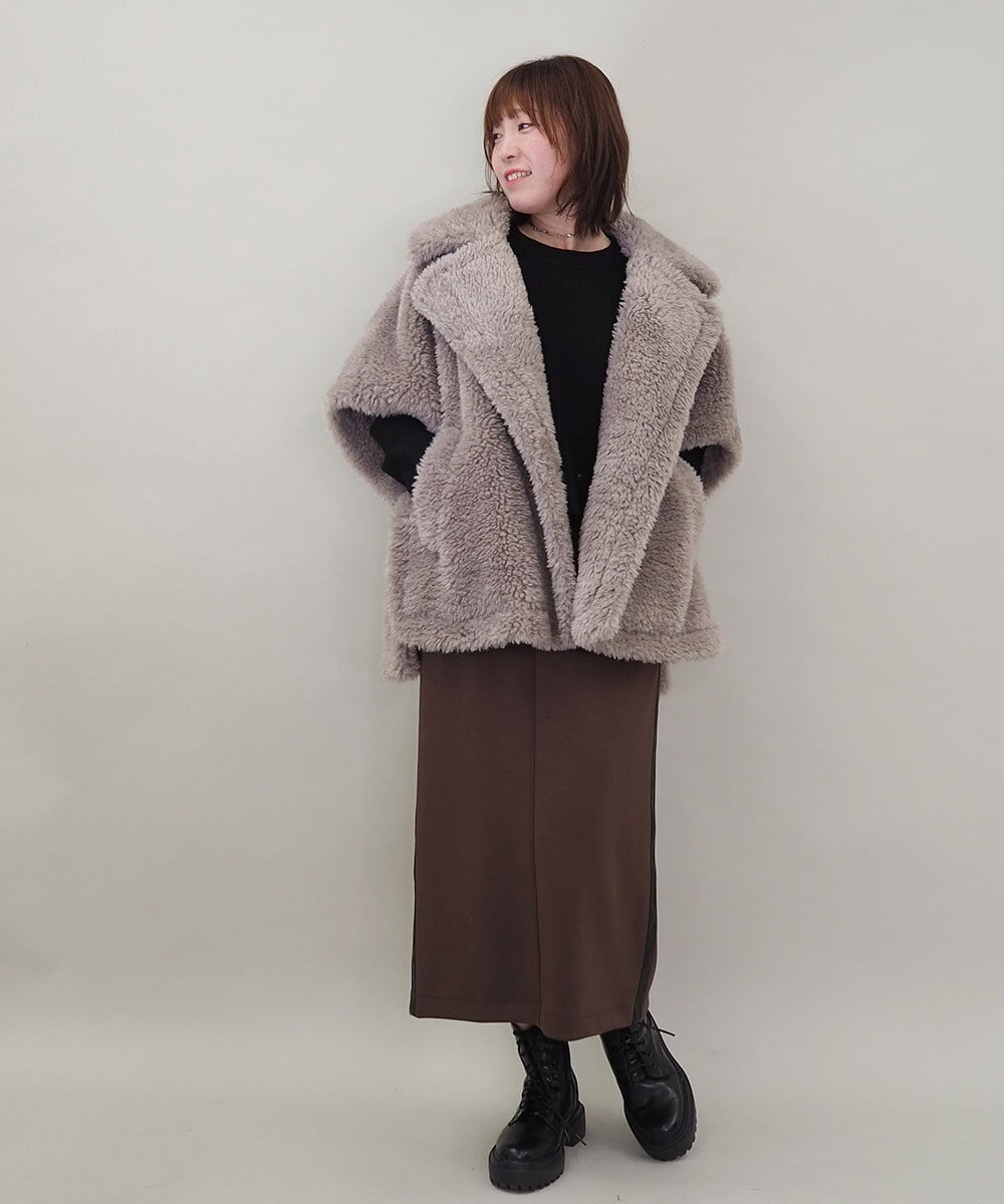 ZMJAE64280 al'aise modulation(アレーズモジュレーション) ファーケープジャケット グレー