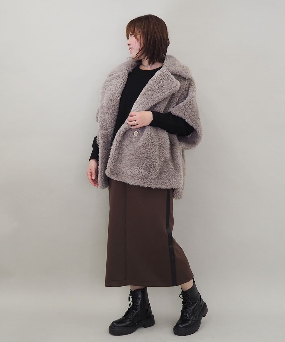 ZMJAE64280 al'aise modulation(アレーズモジュレーション) ファーケープジャケット グレー