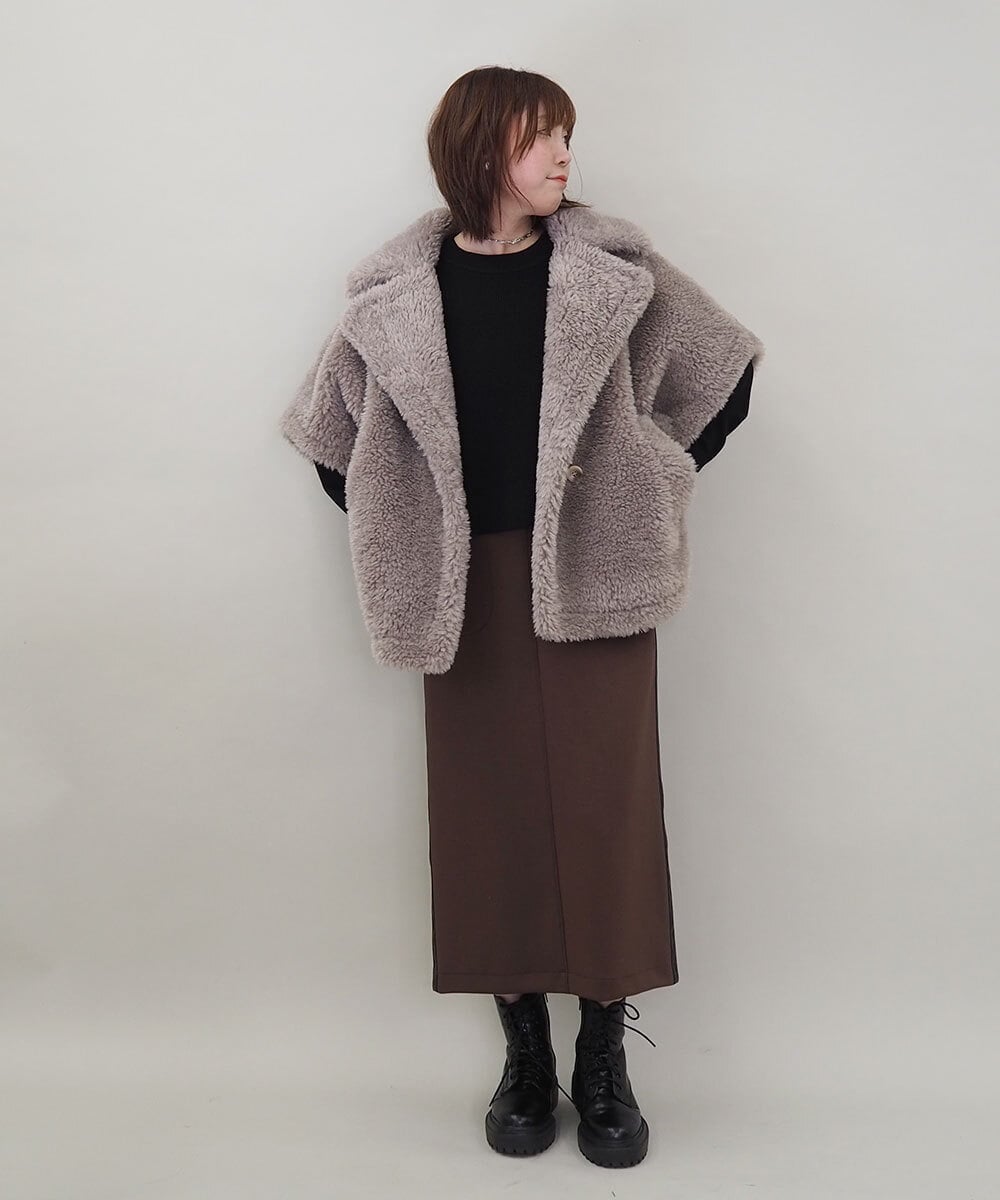 ZMJAE64280 al'aise modulation(アレーズモジュレーション) ファーケープジャケット グレー