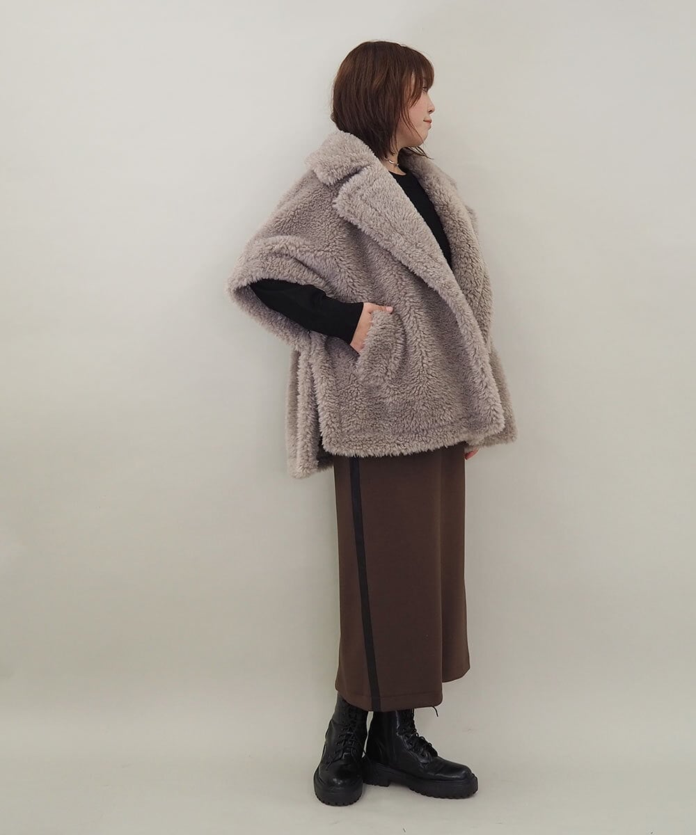 ZMJAE64280 al'aise modulation(アレーズモジュレーション) ファーケープジャケット グレー