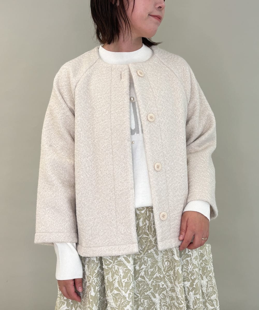 ZMJAE65180 al'aise modulation(アレーズモジュレーション) 【日本製】ブークレノーカラーコート アイボリー