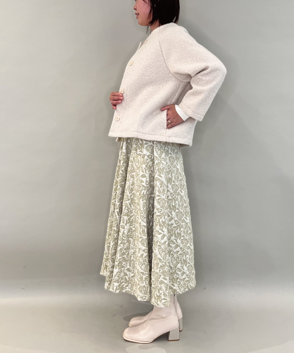 ZMJAE65180 al'aise modulation(アレーズモジュレーション) 【日本製】ブークレノーカラーコート アイボリー