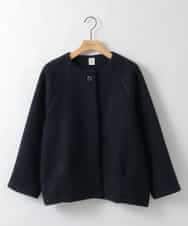 ZMJAE65180 al'aise modulation(アレーズモジュレーション) 【日本製】ブークレノーカラーコート ネイビー