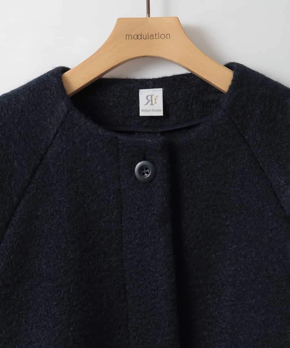 ZMJAE65180 al'aise modulation(アレーズモジュレーション) 【日本製】ブークレノーカラーコート ネイビー