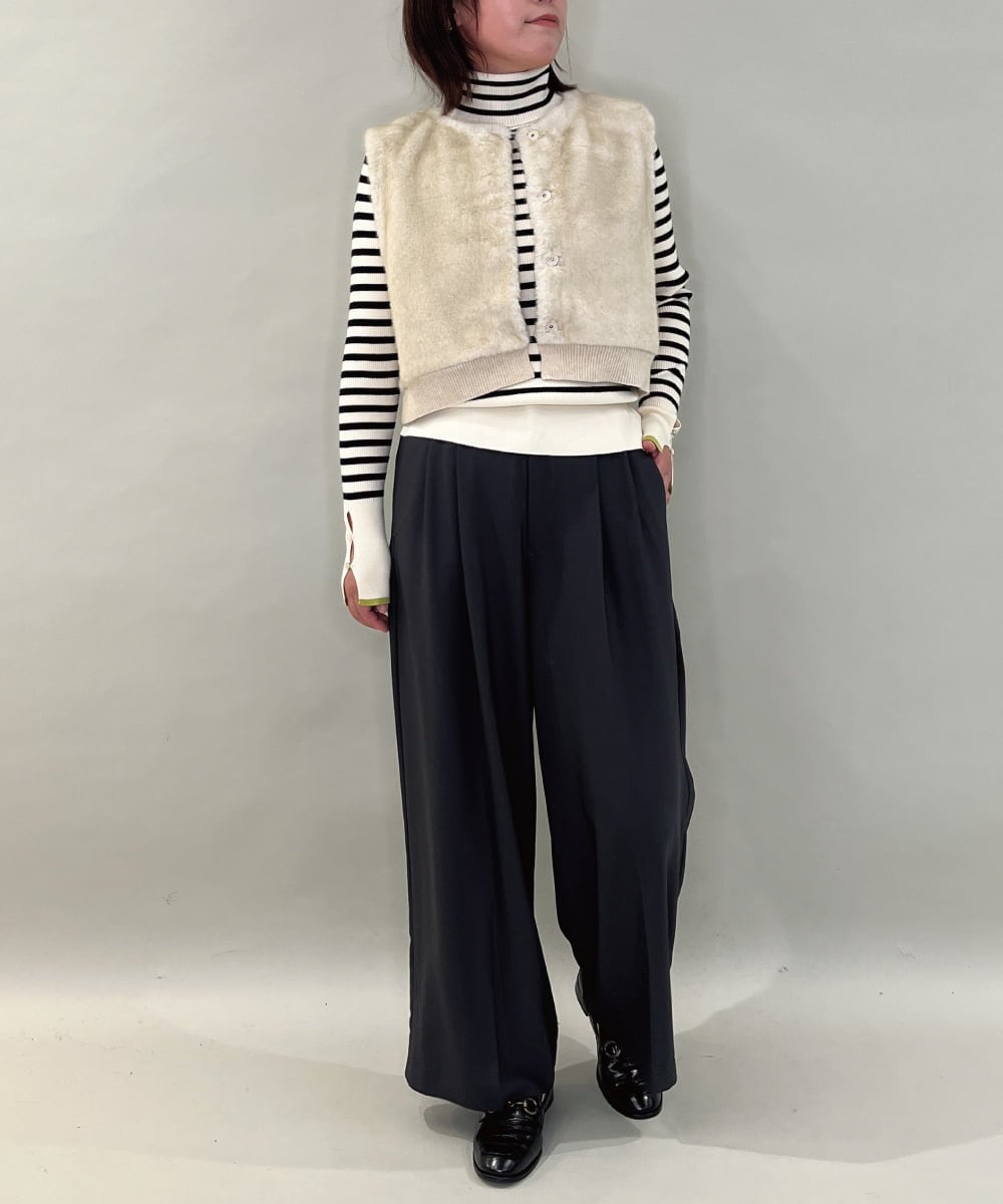 ZMJAE66130 al'aise modulation(アレーズモジュレーション) 【洗える】リブジョイントファーベスト アイボリー