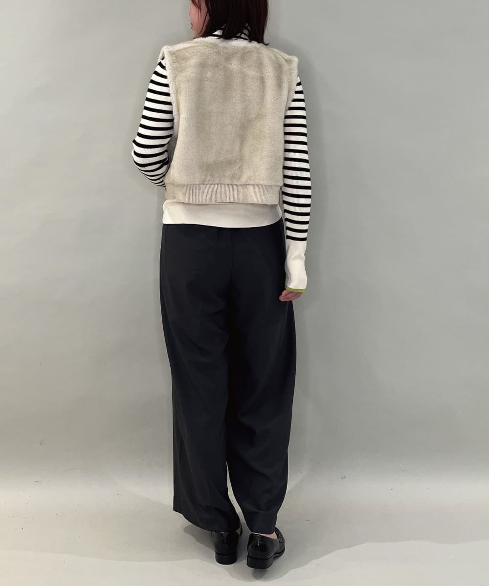 ZMJAE66130 al'aise modulation(アレーズモジュレーション) 【洗える】リブジョイントファーベスト アイボリー