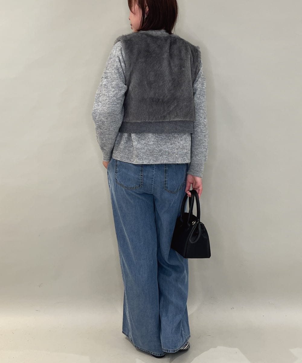 ZMJAE66130 al'aise modulation(アレーズモジュレーション) 【洗える】リブジョイントファーベスト グレー