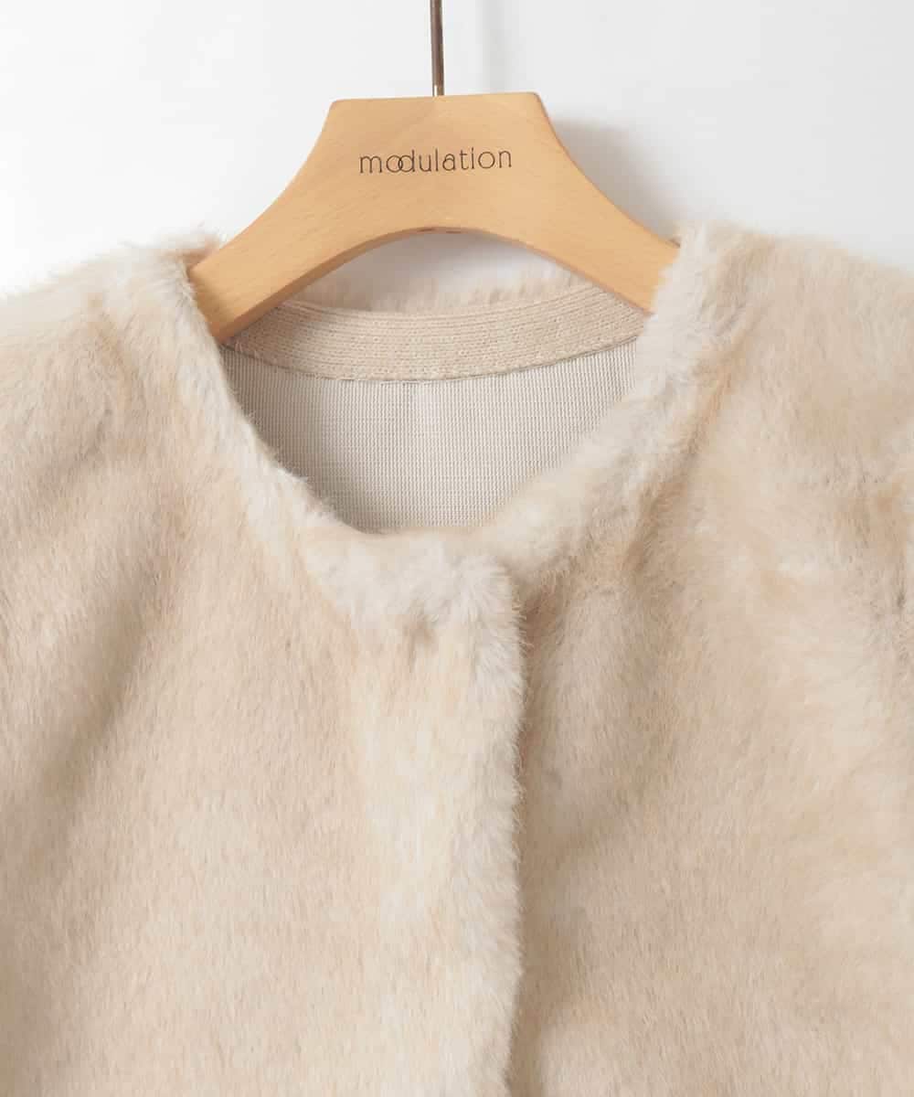 ZMJAE66130 al'aise modulation(アレーズモジュレーション) 【洗える】リブジョイントファーベスト アイボリー