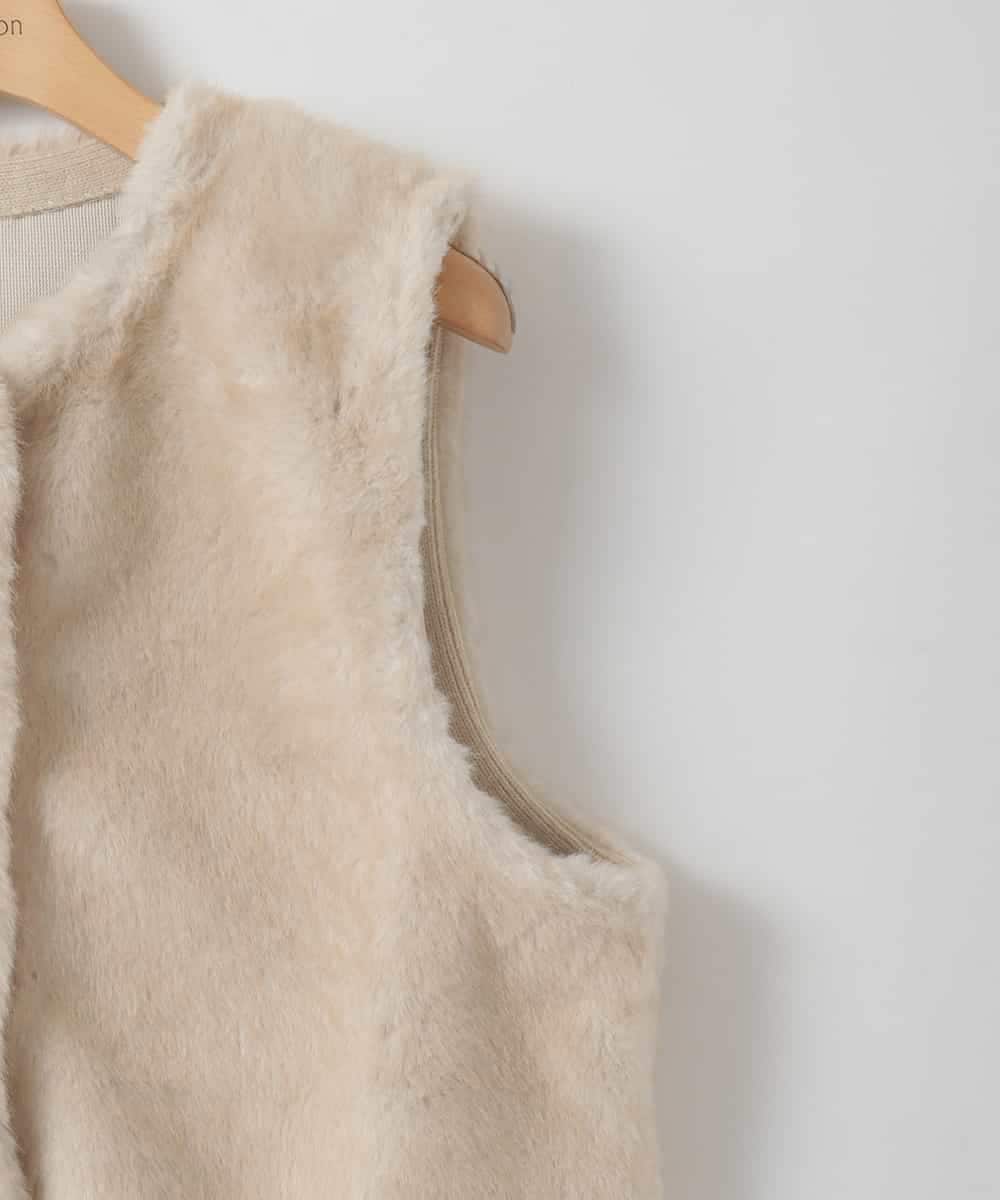 ZMJAE66130 al'aise modulation(アレーズモジュレーション) 【洗える】リブジョイントファーベスト アイボリー