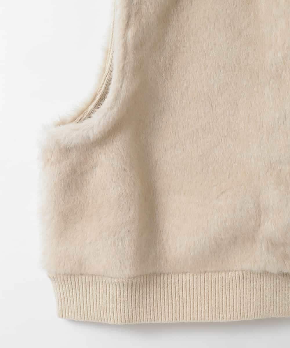 ZMJAE66130 al'aise modulation(アレーズモジュレーション) 【洗える】リブジョイントファーベスト アイボリー