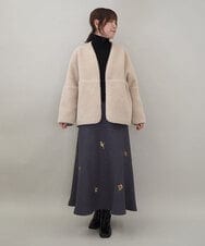 ZMJAE67200 al'aise modulation(アレーズモジュレーション) 【2WAY】リバーシブルノーカラーショートコート ベージュ