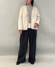 ZMJAE67200 al'aise modulation(アレーズモジュレーション) 【2WAY】リバーシブルノーカラーショートコート ベージュ