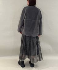 ZMJAE67200 al'aise modulation(アレーズモジュレーション) 【2WAY】リバーシブルノーカラーショートコート ダークグレー