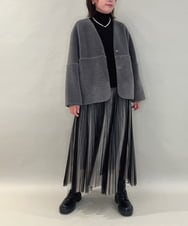 ZMJAE67200 al'aise modulation(アレーズモジュレーション) 【2WAY】リバーシブルノーカラーショートコート ダークグレー