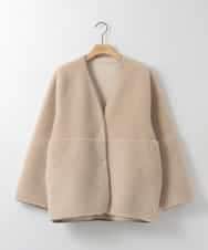 ZMJAE67200 al'aise modulation(アレーズモジュレーション) 【2WAY】リバーシブルノーカラーショートコート ベージュ