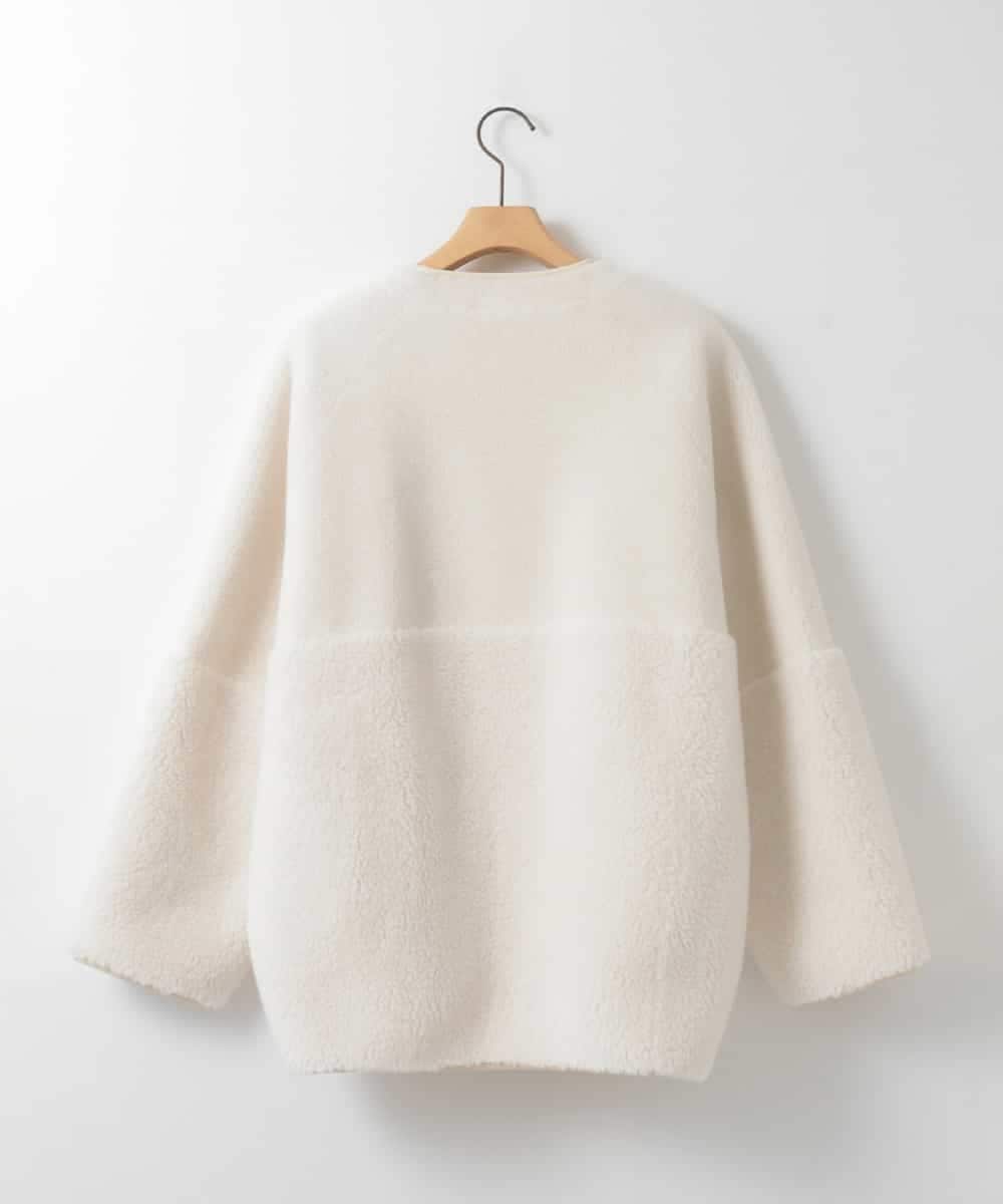 ZMJAE67200 al'aise modulation(アレーズモジュレーション) 【2WAY】リバーシブルノーカラーショートコート ホワイト