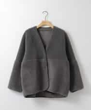 ZMJAE67200 al'aise modulation(アレーズモジュレーション) 【2WAY】リバーシブルノーカラーショートコート ダークグレー
