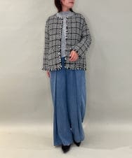 ZMJAE68248 al'aise modulation(アレーズモジュレーション) フリンジニットノーカラージャケット グレー