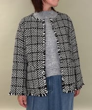 ZMJAE68248 al'aise modulation(アレーズモジュレーション) フリンジニットノーカラージャケット グレー