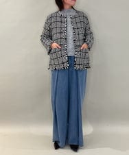 ZMJAE68248 al'aise modulation(アレーズモジュレーション) フリンジニットノーカラージャケット グレー