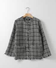 ZMJAE68248 al'aise modulation(アレーズモジュレーション) フリンジニットノーカラージャケット グレー