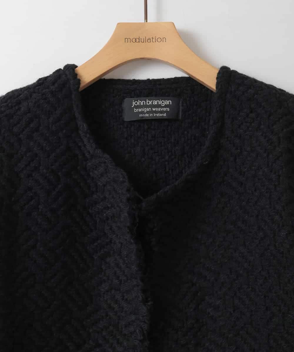 ZMJAE68248 al'aise modulation(アレーズモジュレーション) フリンジニットノーカラージャケット ブラック