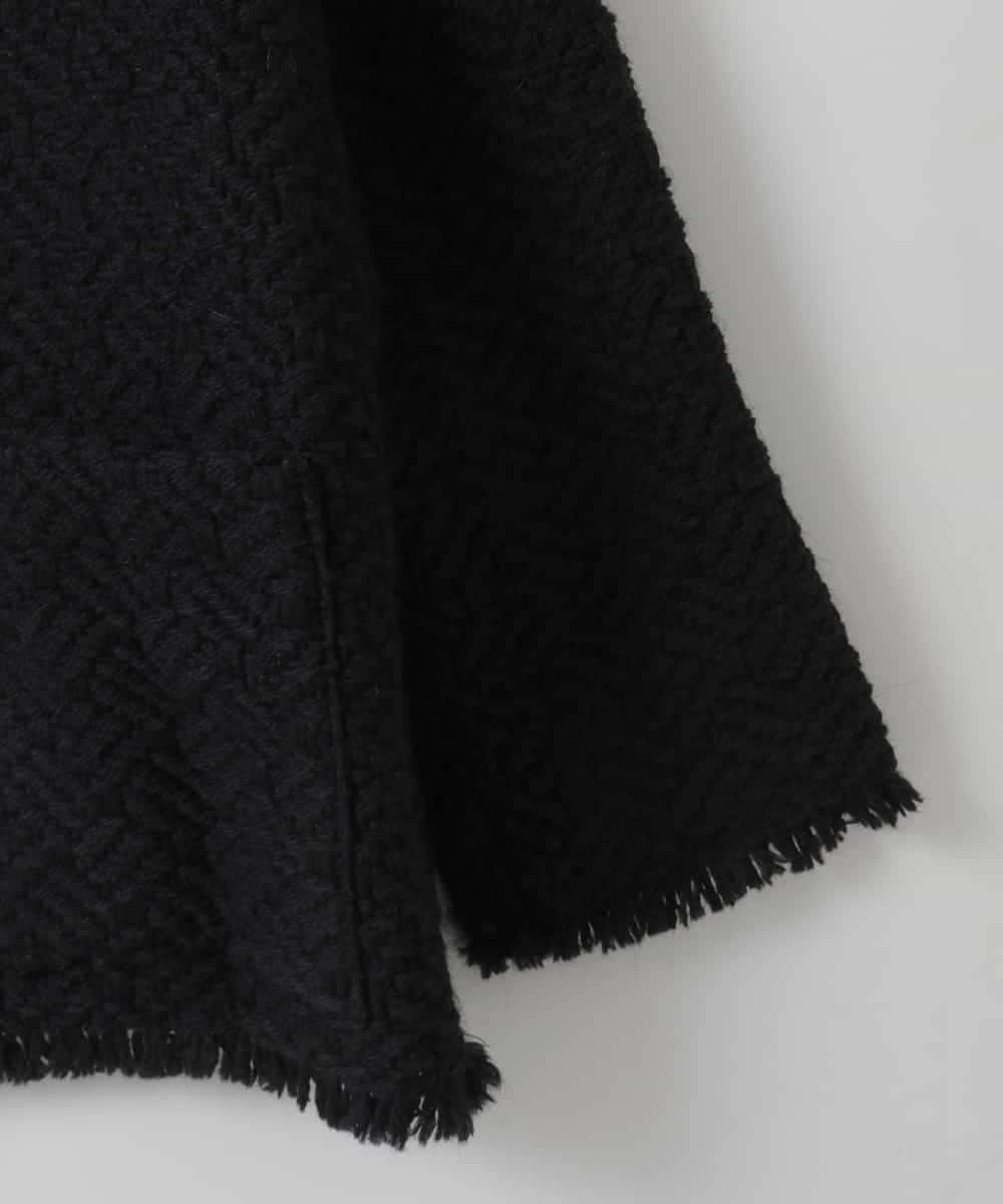 ZMJAE68248 al'aise modulation(アレーズモジュレーション) フリンジニットノーカラージャケット ブラック