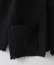 ZMJAE68248 al'aise modulation(アレーズモジュレーション) フリンジニットノーカラージャケット ブラック