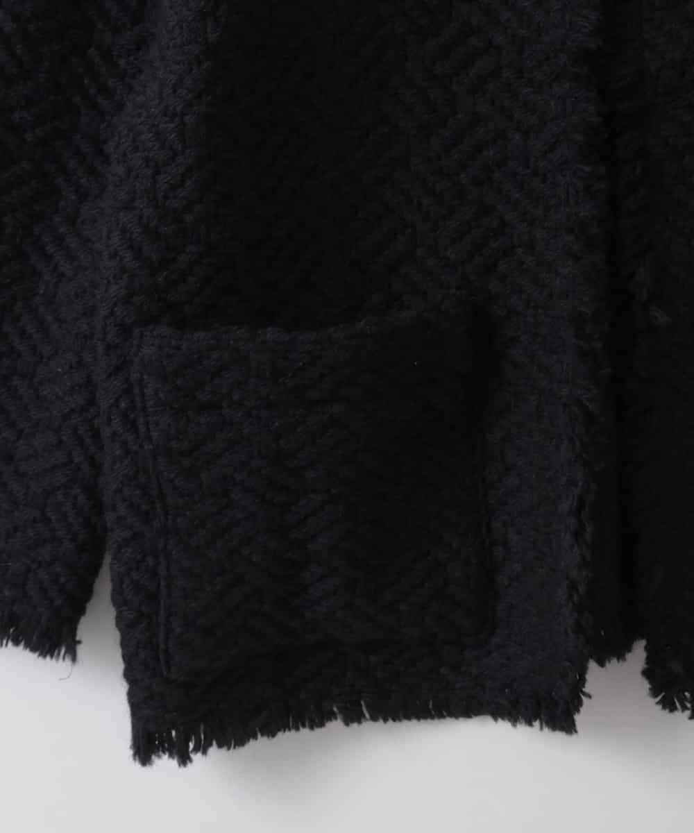 ZMJAE68248 al'aise modulation(アレーズモジュレーション) フリンジニットノーカラージャケット ブラック