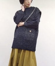 ZMJAT28190 al'aise modulation(アレーズモジュレーション) ツイードオーバーニットベスト ダークグレー