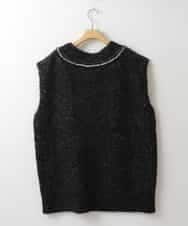 ZMJAT28190 al'aise modulation(アレーズモジュレーション) ツイードオーバーニットベスト ダークグレー