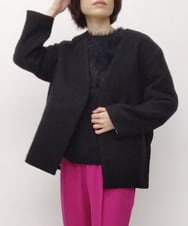ZMJAT49360 al'aise modulation(アレーズモジュレーション) ツイードノーカラージャケット ブラック