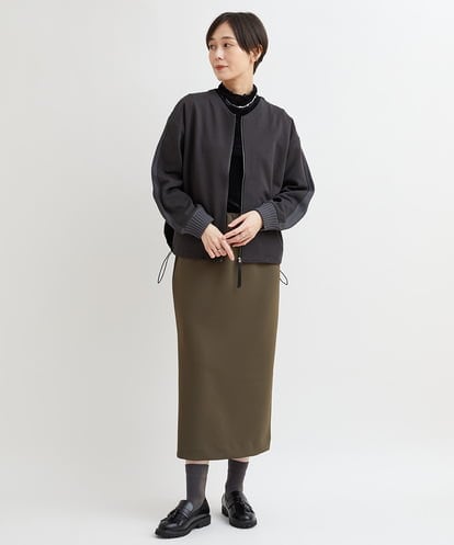 ZMJCB24140  【洗える】ドッキングニットジップアップブルゾン