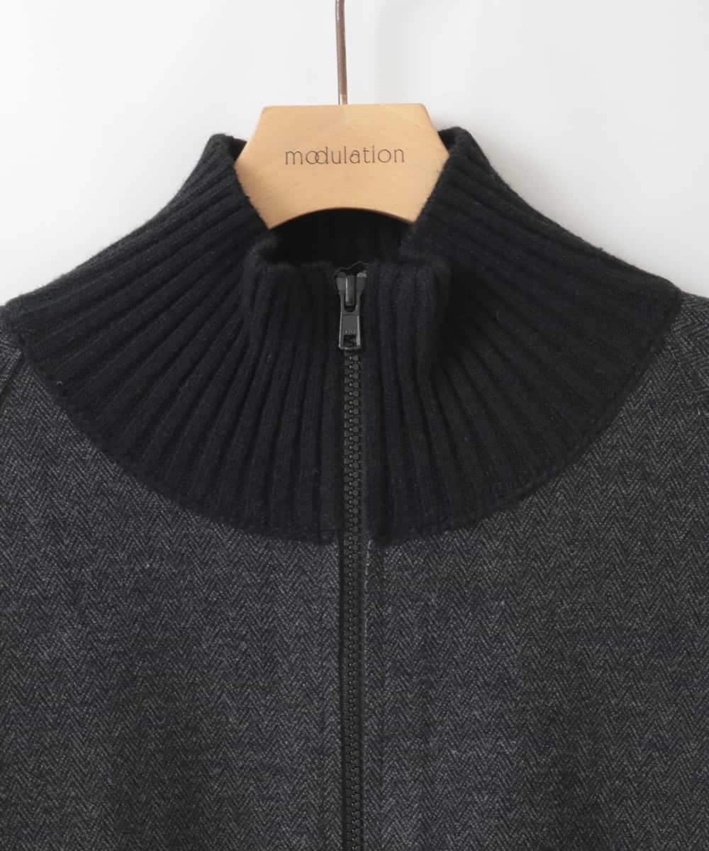 ZMJCE01140 al'aise modulation(アレーズモジュレーション) ドッキングデザインラグランジップブルゾン ブラック