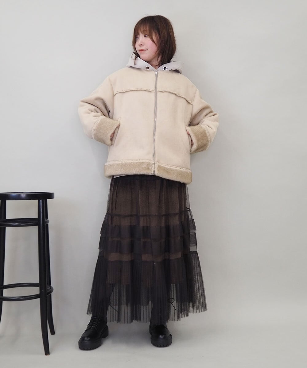 ZMJCE02198 al'aise modulation(アレーズモジュレーション) フェイクファームートンブルゾン アイボリー