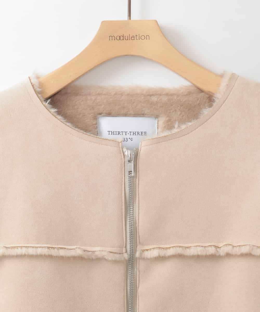 ZMJCE02198 al'aise modulation(アレーズモジュレーション) フェイクファームートンブルゾン ベージュ