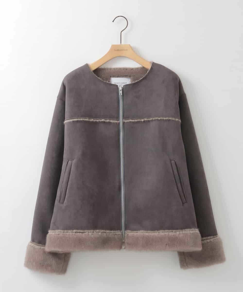 ZMJCE02198 al'aise modulation(アレーズモジュレーション) フェイクファームートンブルゾン ダークグレー