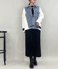 ZMJCE03150 al'aise modulation(アレーズモジュレーション) ニットジョイントデニムジャケット ホワイト