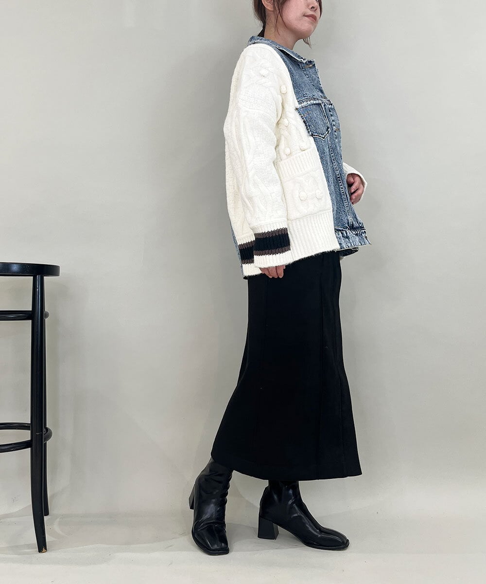 ZMJCE03150 al'aise modulation(アレーズモジュレーション) ニットジョイントデニムジャケット ホワイト