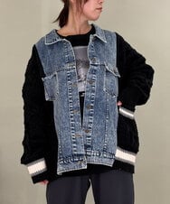 ZMJCE03150 al'aise modulation(アレーズモジュレーション) ニットジョイントデニムジャケット ブラック