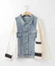 ZMJCE03150 al'aise modulation(アレーズモジュレーション) ニットジョイントデニムジャケット ホワイト