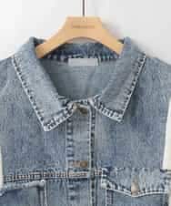 ZMJCE03150 al'aise modulation(アレーズモジュレーション) ニットジョイントデニムジャケット ホワイト