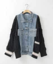 ZMJCE03150 al'aise modulation(アレーズモジュレーション) ニットジョイントデニムジャケット ブラック