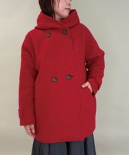 ZMJCE23330 al'aise modulation(アレーズモジュレーション) ブークレフーディーミドルコート レッド