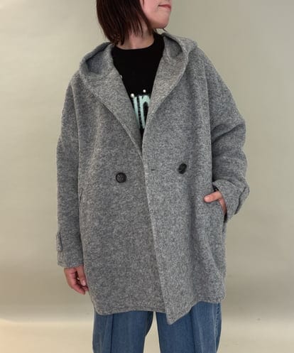 ZMJCE23330 al'aise modulation ブークレフーディーミドルコート