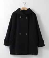 ZMJCE23330 al'aise modulation(アレーズモジュレーション) ブークレフーディーミドルコート ブラック