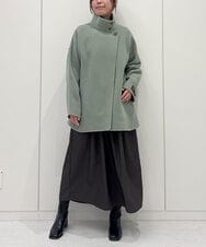 ZMJCE24430 al'aise modulation(アレーズモジュレーション) ワンボタンスタンドカラーコート グリーン